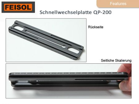 Feisol Schnellwechselplatte QP-200, 20cm, arca-kompatibel