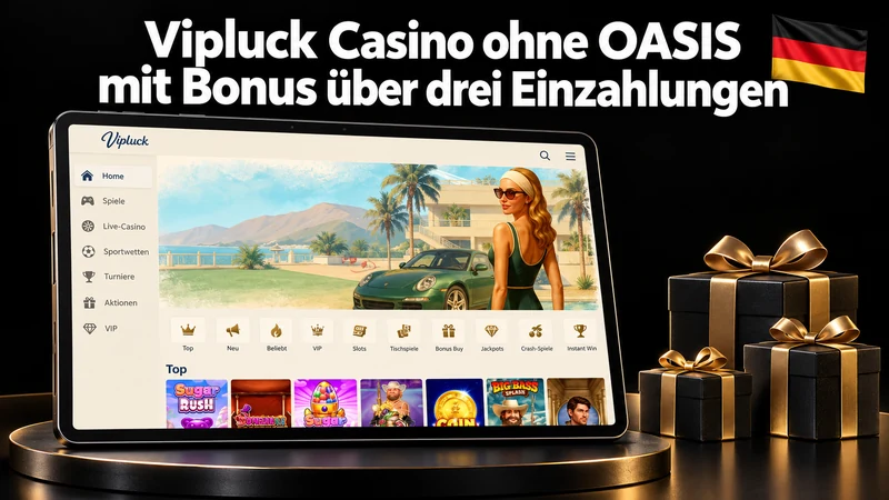 Vipluck Casino ohne OASIS mit Bonus über drei Einzahlungen